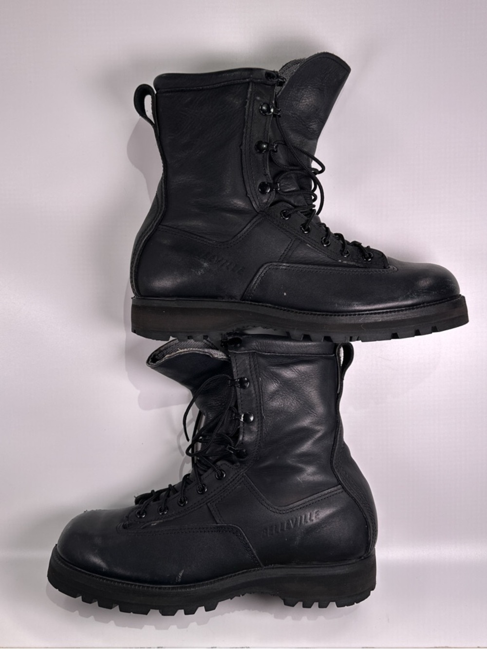 Belleville Mens 10.5 Black Leather GoreTex Zip Distressed Grunge Combat Boots - Picture 3 of 12